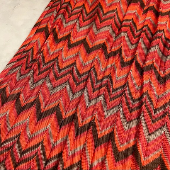 Orange brown scarf Missoni like pattern - Picture 2 of 7